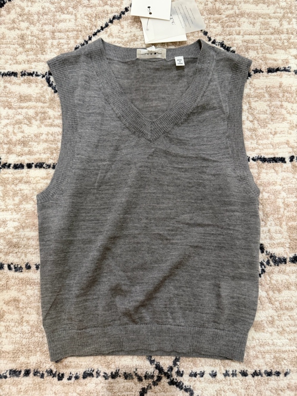 Classic Gray Brody V-Neck Knit Sleeveless Vest